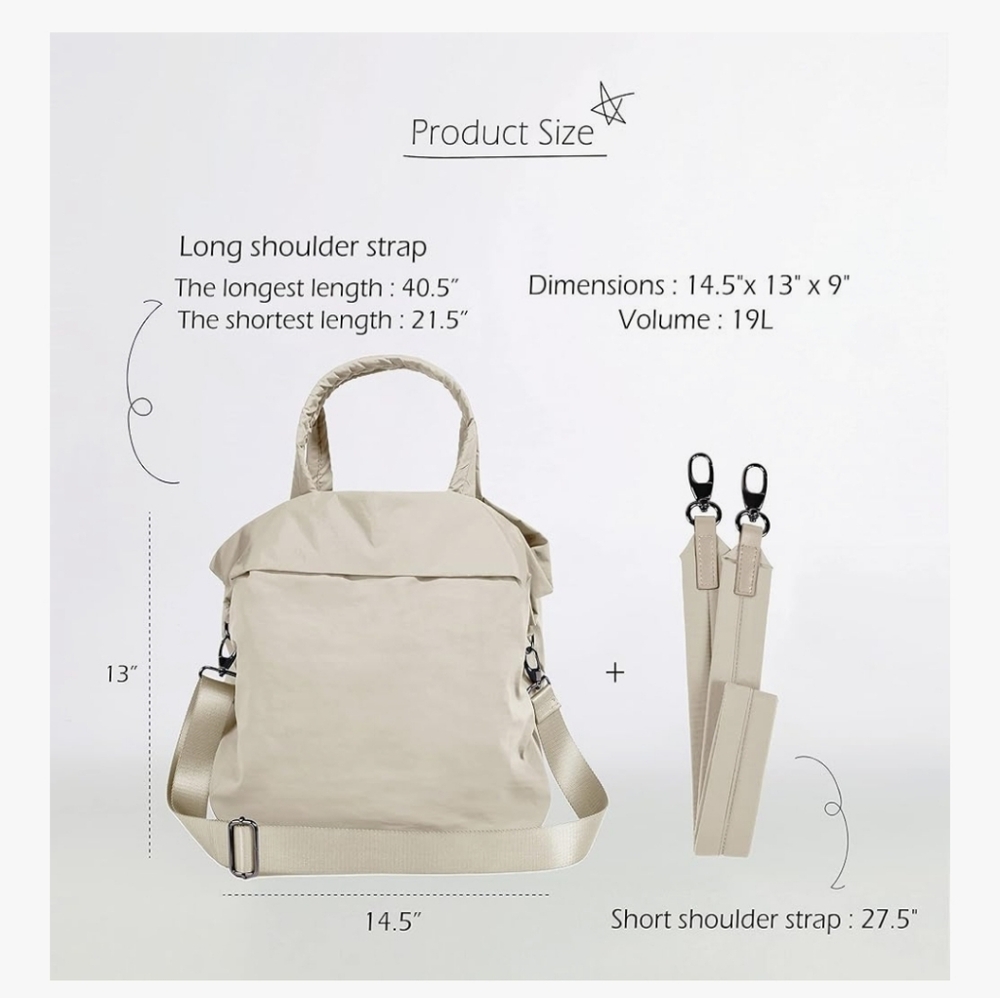 ODODOS 19L Multi Hobo Bag 2.0 - Ivory Beige - Versatile 3-Way Tote - Picture 7 of 10